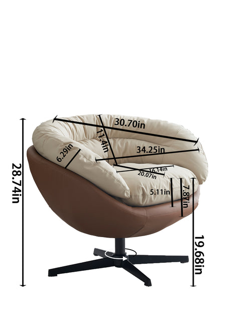 Load image into Gallery viewer, Swivel Barrel Accent Chair , Comfy Round Sofa Chair with Plump Seat, Detachable Cushion for Living Room, Two Tone ( Brown and Beige Gray )
