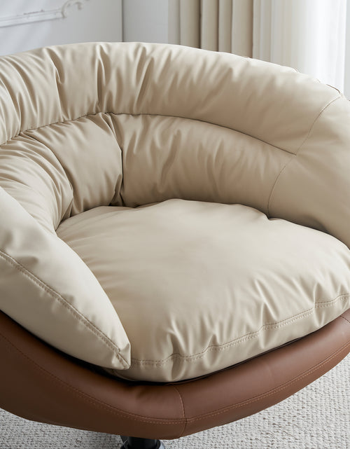 Load image into Gallery viewer, Swivel Barrel Accent Chair , Comfy Round Sofa Chair with Plump Seat, Detachable Cushion for Living Room, Two Tone ( Brown and Beige Gray )
