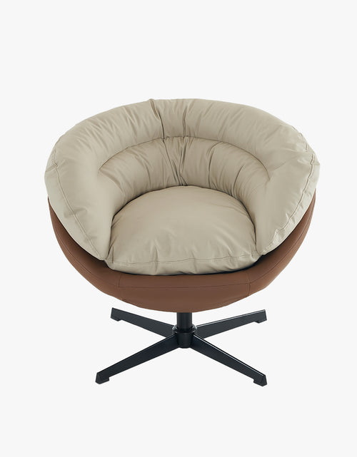 Load image into Gallery viewer, Swivel Barrel Accent Chair , Comfy Round Sofa Chair with Plump Seat, Detachable Cushion for Living Room, Two Tone ( Brown and Beige Gray )

