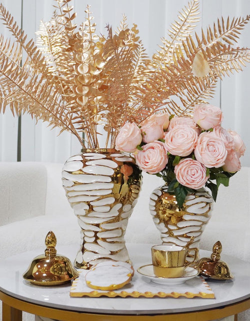 Load image into Gallery viewer, Charming White and Gold Ginger Jar with Removable Lid
