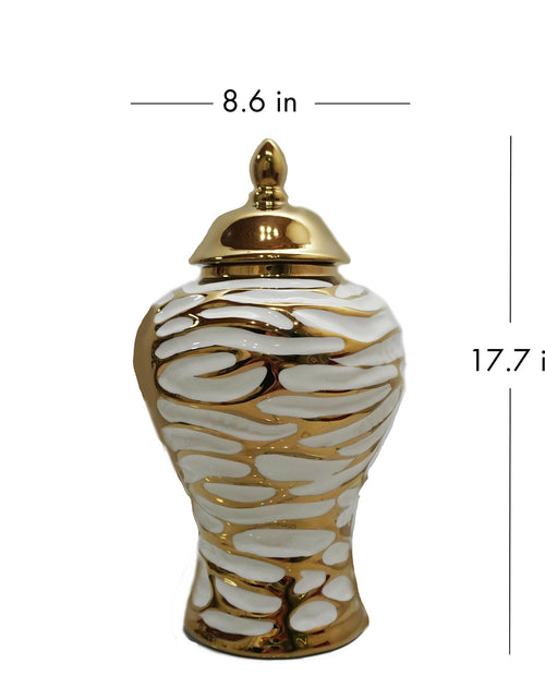 Load image into Gallery viewer, Charming White and Gold Ginger Jar with Removable Lid
