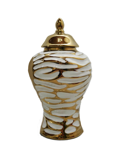 Load image into Gallery viewer, Charming White and Gold Ginger Jar with Removable Lid

