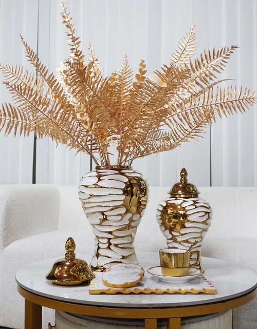 Load image into Gallery viewer, Charming White and Gold Ginger Jar with Removable Lid
