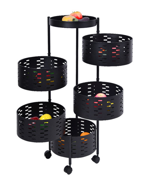 Load image into Gallery viewer, Kitchen Rotating Storage Rack Installation-Free Round Multi-Layer Storage Rack Movable Cart Fruit And Vegetable Storage Rack
