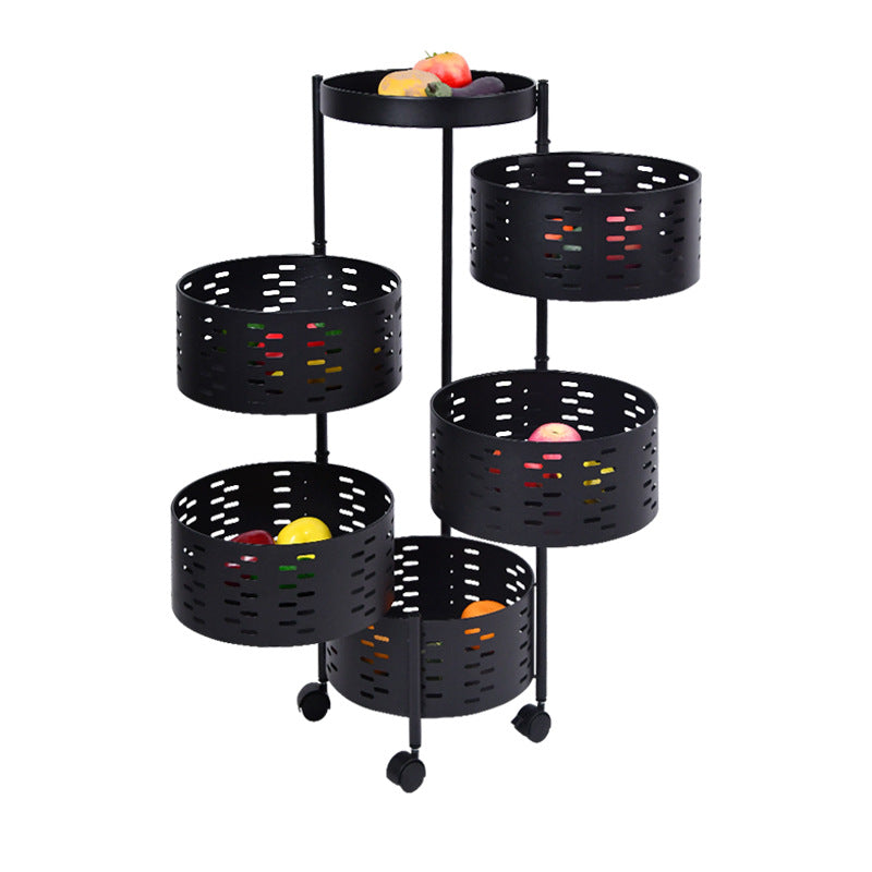 Kitchen Rotating Storage Rack Installation-Free Round Multi-Layer Storage Rack Movable Cart Fruit And Vegetable Storage Rack