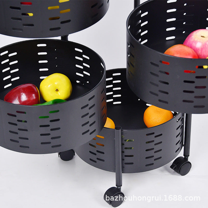 Kitchen Rotating Storage Rack Installation-Free Round Multi-Layer Storage Rack Movable Cart Fruit And Vegetable Storage Rack