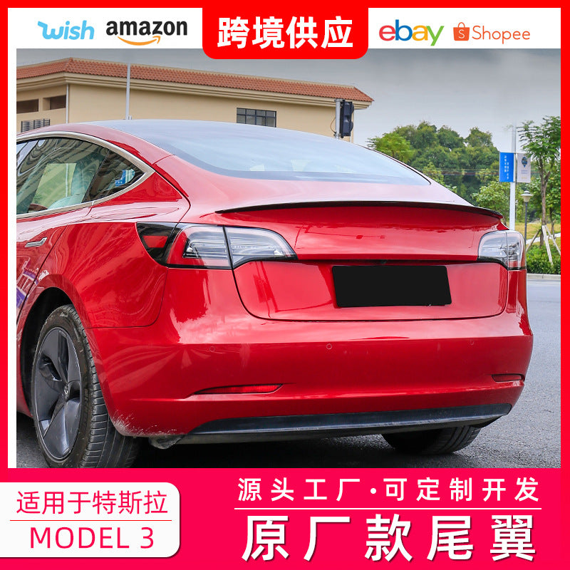 Suitable For Tesla Tesla Model 3 Original Car Rear Wing Fixed Wind Wing Spoiler Exterior Decoration Non-perforated And Non-destructive
